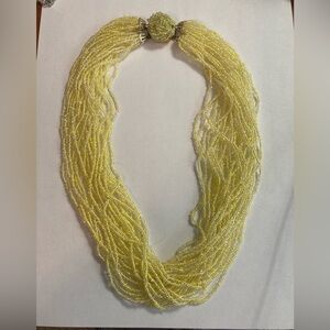 Vintage Yellow and Clear Beaded Mufti-Strand Necklace